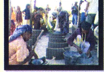A finished fuel-saving stove produced by a women's group